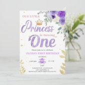 Prinses 1e Verjaardagskroon Lila Paarse Kaart (Staand voorkant)