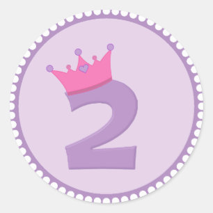Prinses 2 met kroon ronde sticker