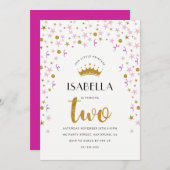 prinses 2e verjaardag | Goud en roze Confetti Kaart (Voorkant / Achterkant)