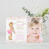 Prinses 2e Verjaardag Roze Gouden Foto Uitnodiging (Staand voorkant)