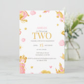 Prinses 2e Verjaardag Uitnodiging - Roze & Goud (Staand voorkant)