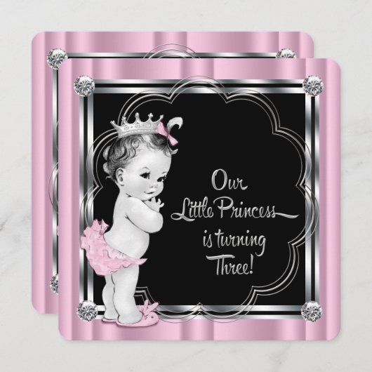 Prinses 3e verjaardag kaart (Voorkant / Achterkant)