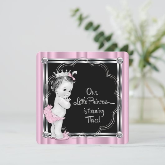 Prinses 3e verjaardag kaart (Staand voorkant)