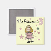 Prinses 3e verjaardag Tshirts en geschenken Magneet (Voorkant / Achterkant)