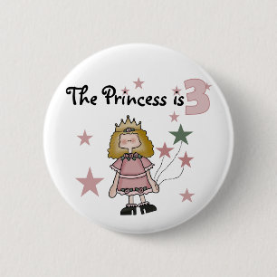 Prinses 3e verjaardag Tshirts en geschenken Ronde Button 5,7 Cm