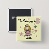 Prinses 3e verjaardag Tshirts en geschenken Vierkante Button 5,1 Cm (Voorkant /achterkant)