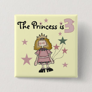 Prinses 3e verjaardag Tshirts en geschenken Vierkante Button 5,1 Cm