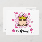 Prinses 4e verjaardag Tshirts en geschenken Briefkaart (Voorkant / Achterkant)