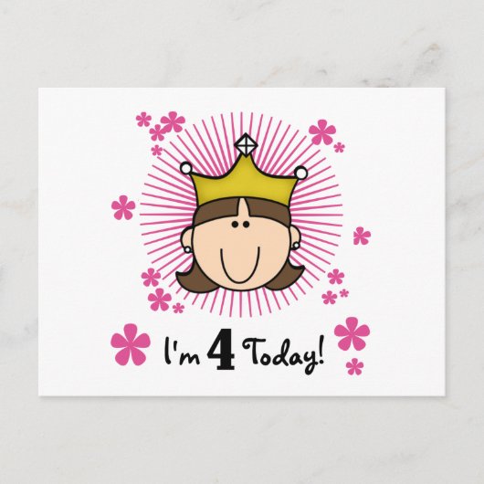 Prinses 4e verjaardag Tshirts en geschenken Briefkaart (Voorkant)
