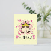 Prinses 4e verjaardag Tshirts en geschenken Briefkaart (Staand voorkant)