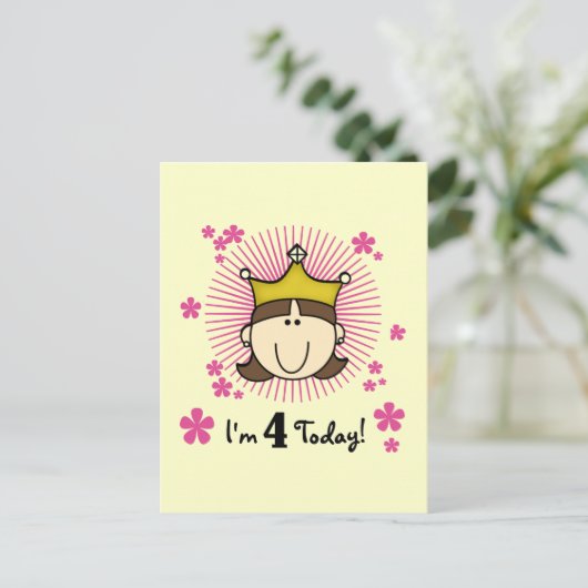 Prinses 4e verjaardag Tshirts en geschenken Briefkaart (Staand voorkant)