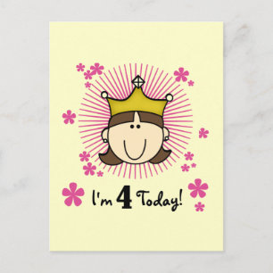 Prinses 4e verjaardag Tshirts en geschenken Briefkaart