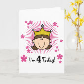 Prinses 4e verjaardag Tshirts en geschenken Kaart (Gele Bloem)