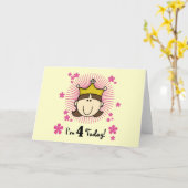 Prinses 4e verjaardag Tshirts en geschenken Kaart (Gele Bloem)