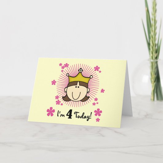 Prinses 4e verjaardag Tshirts en geschenken Kaart (Voorkant)