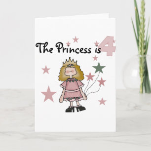 Prinses 4e verjaardag Tshirts en geschenken Kaart
