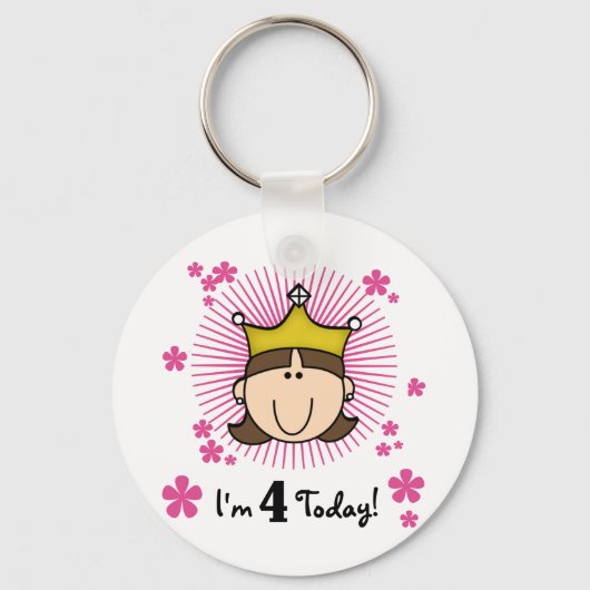 Prinses 4e verjaardag Tshirts en geschenken Sleutelhanger (Voorkant)