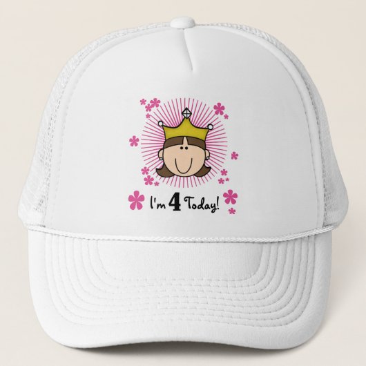 Prinses 4e verjaardag Tshirts en geschenken Trucker Pet (Voorkant)