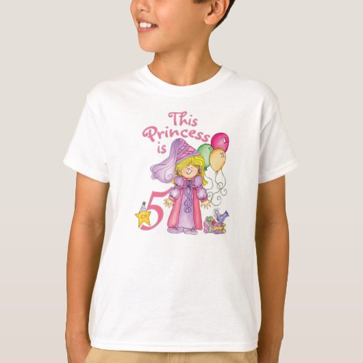 Prinses 5e verjaardag t-shirt (Voorkant)