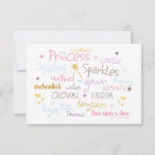 PRINSES Aangepaste Verjaardagsfeest BEDANKT KAART (Achterkant)