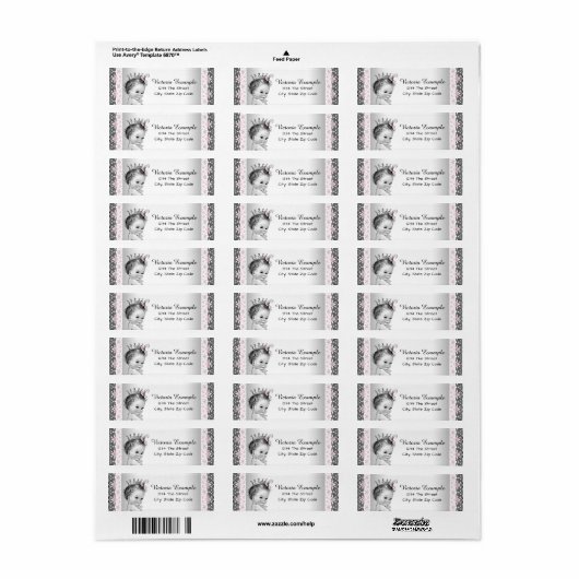  prinses Adresetiketten Etiket (Full Sheet)