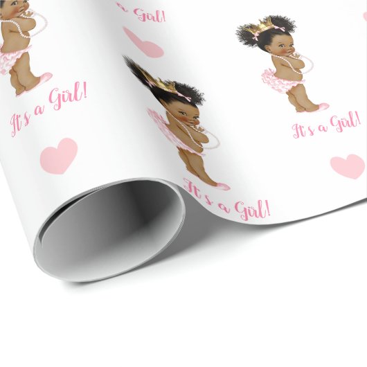 prinses (Afrikaans-Amerikaanse Baby) Roze Cadeaupapier (Rol Hoek)
