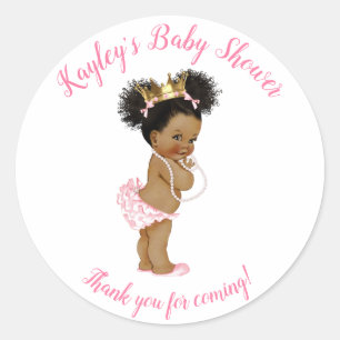  prinses (Afrikaans-Amerikaanse Baby) Roze Ronde Sticker