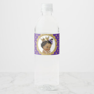 Prinses Afro-Amerikaanse Kroon Goud Paars Waterfles Etiket