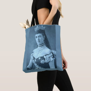 prinses Alexandra van Denemarken, blauw gedrukt Tote Bag