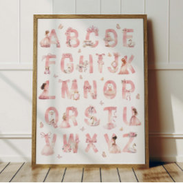 Prinses Alfabet ABC Poster Kinderkamer Decoratie
