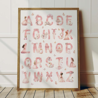 Prinses Alfabet ABC Poster Kinderkamer Decoratie