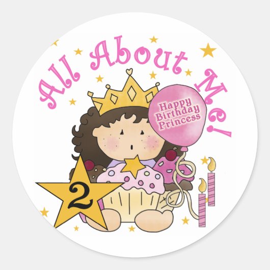 Prinses Alles over mij 2e verjaardag Ronde Sticker (Voorkant)