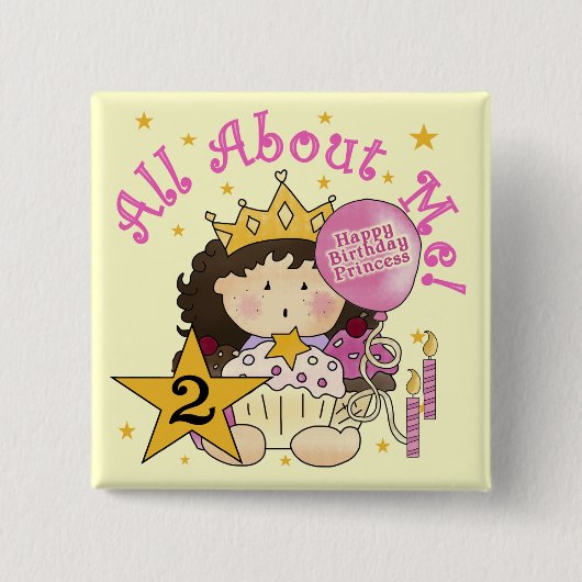 Prinses Alles over mij 2e verjaardag Vierkante Button 5,1 Cm (Voorkant)