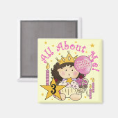 Prinses Alles over mij 3e verjaardag Tshirts Magneet (Voorkant / Achterkant)