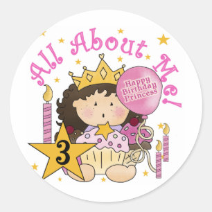 Prinses Alles over mij 3e verjaardag Tshirts Ronde Sticker