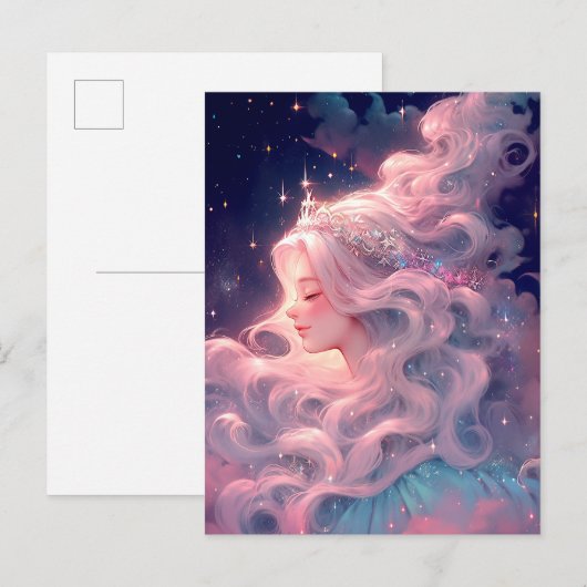 Prinses anime meisje gemaakt van sterren briefkaart (Voorkant / Achterkant)