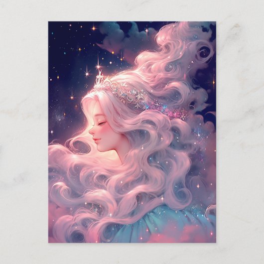 Prinses anime meisje gemaakt van sterren briefkaart (Voorkant)