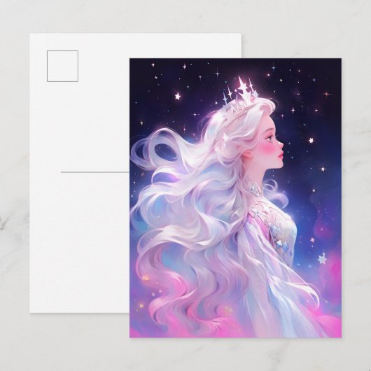 Prinses anime meisje gemaakt van sterren briefkaart (Voorkant / Achterkant)