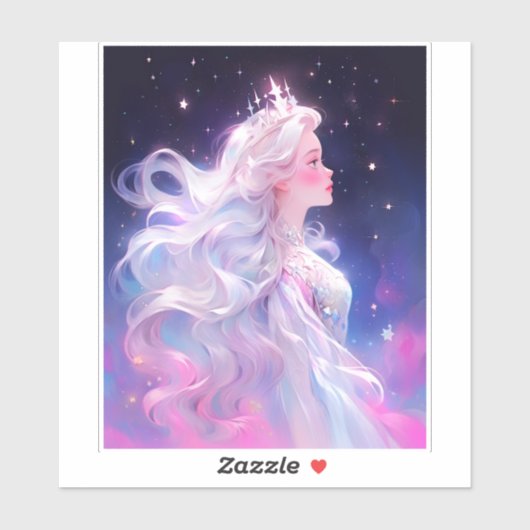 Prinses anime meisje gemaakt van sterren sticker (Vel)