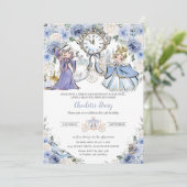 Prinses Assepoester Sprookjesblauw Bloemen Verjaar Kaart (Staand voorkant)