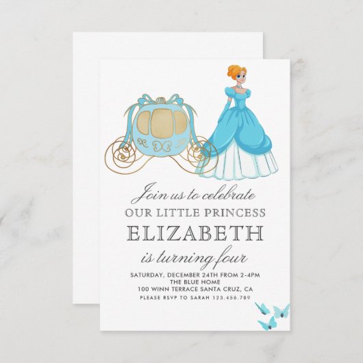 Prinses Assepoester Verjaardagsfeest Decoratie Kaart (Voorkant / Achterkant)