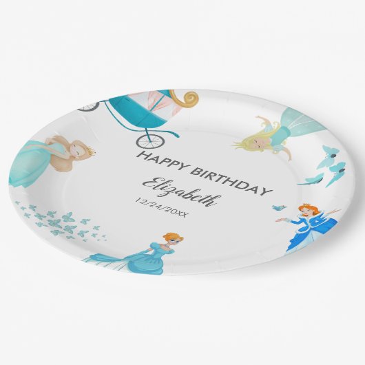 Prinses Assepoester Verjaardagsfeest Decoratie Papieren Bordje (Gekanteld)
