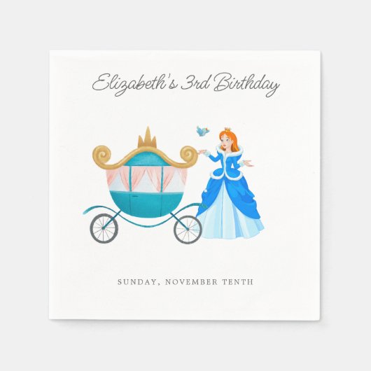 Prinses Assepoester Verjaardagsfeest Decoratie Servet (Voorkant)