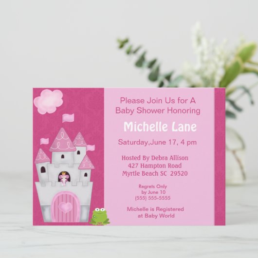 Prinses Baby Douche Uitnodigingen (Staand voorkant)