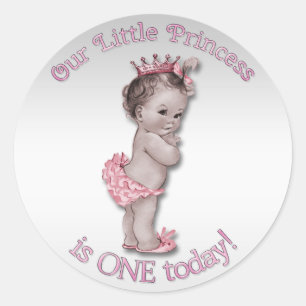  prinses Baby Een jaar Verjaardag Ronde Sticker