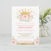  prinses Baby Girl Shower Blush Pink Floral Kaart (Staand voorkant)