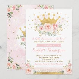 prinses Baby Girl Shower Blush Pink Floral Kaart