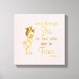Prinses Baby Gold Crown Fierce Quote Canvas Afdruk