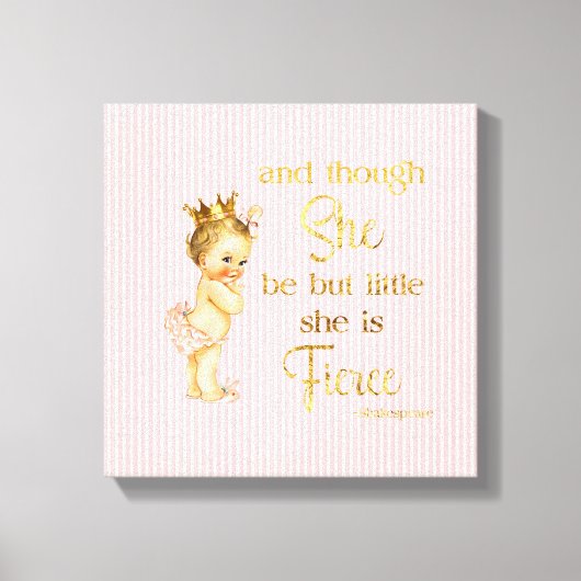  Prinses Baby Gold Crown Fierce Quote Canvas Afdruk (Voorkant)