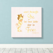 Prinses Baby Gold Crown Fierce Quote Canvas Afdruk (Insitu (Houten vloer))